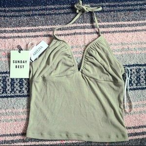 NWT Sunday Best Sage Green Halter Top